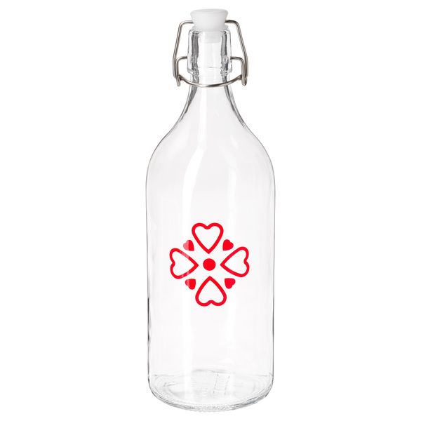 Бутылка с пробкой ВИНТЕР 2018, прозрачное стекло, с рисунком (1 л) - схема-чертеж с размерами