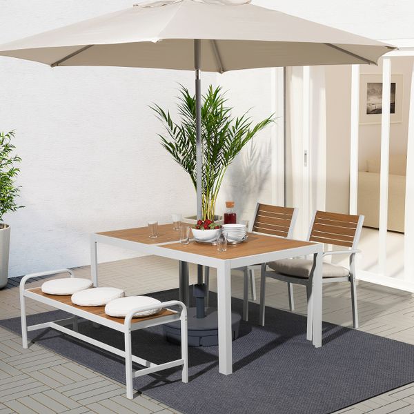 Стол+2стула+скамья,д/сада, светло-коричневый/ФРЁСЁН/ДУВХОЛЬМЕН бежевый 156x90 см IKEA SJÄLLAND ШЭЛЛАНД 092.676.36 - фото 2