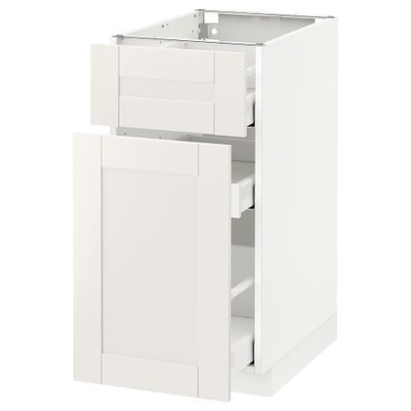 Напольный шкаф, выдвижной секцией, ящик МЕТОД / МАКСИМЕРА, белый, Сэведаль белый