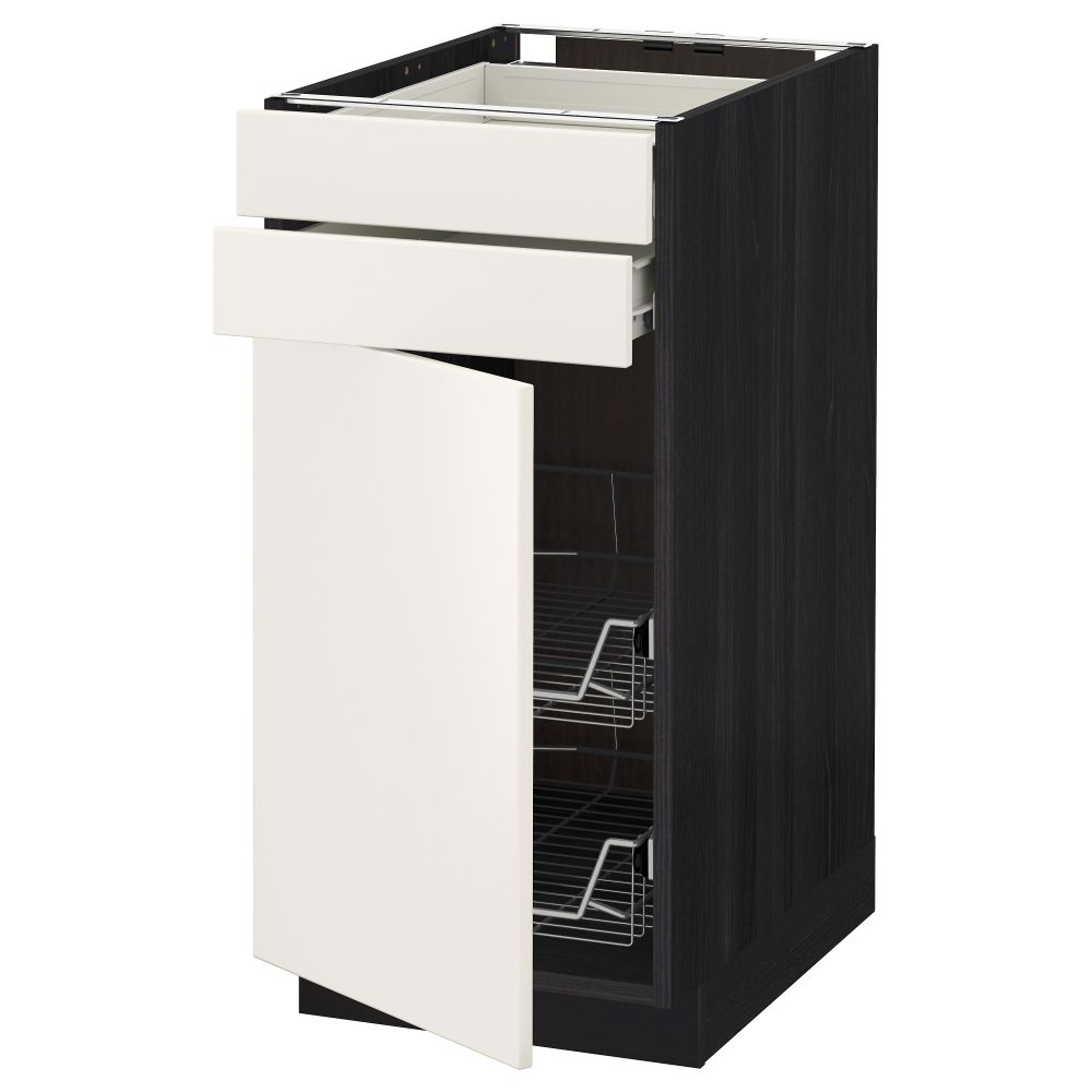 Напольный шкаф, дверца, 2 ящика, проволочных корзин МЕТОД / ФОРВАРА, черный, Веддинге белый - схема-чертеж с размерами