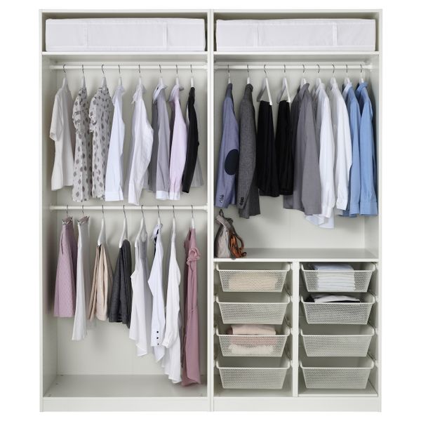 Гардероб, белый, Тисседаль белый, 200x60x236 см IKEA ПАКС 092.488.41 - схема-чертеж с размерами