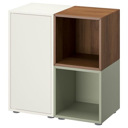 Комбинация шкафов с ножками, 70x35x72 см, белый, под грецкий орех светло-зеленый IKEA EKET ЭКЕТ 394.927.56