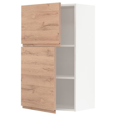 Навесной шкаф с полками, 2 дверцы, 60x100 см, белый, Voxtorp под дуб IKEA METOD МЕТОД 594.635.88