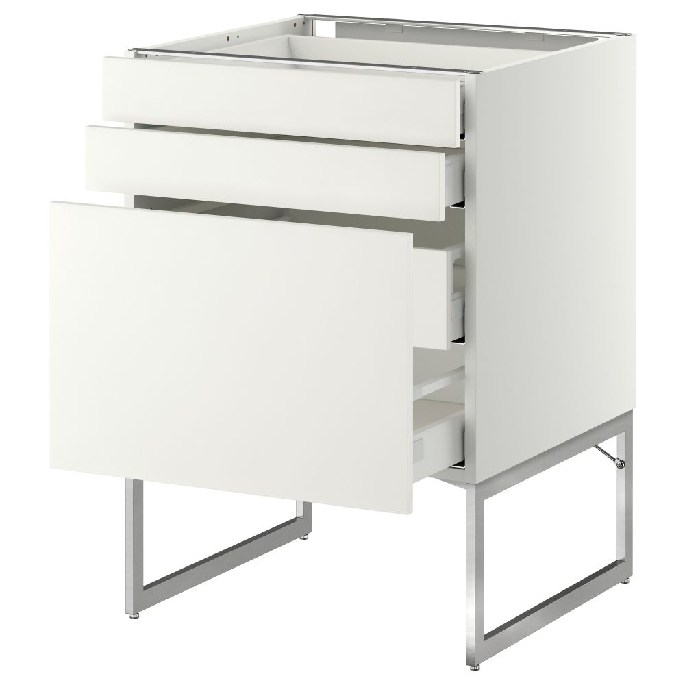 Напольный шкаф 3 фронтальных панели, 2 нижних, 2 средних ящика МЕТОД / МАКСИМЕРА, белый, Хэггеби белый - схема-чертеж с размерами