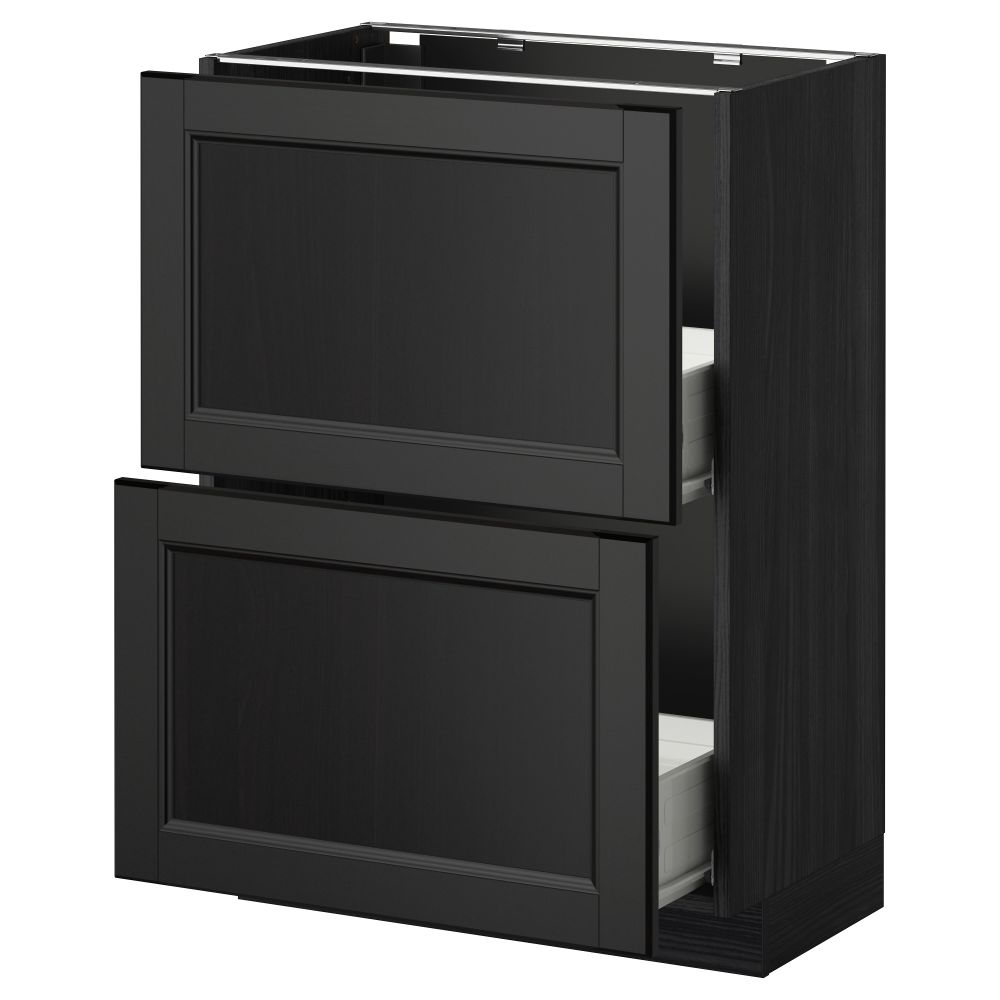 Напольный шкаф с 2 ящиками МЕТОД / ФОРВАРА, черный, Лаксарби черно-коричневый - схема-чертеж с размерами