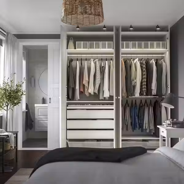 PAX / GULLABERG Гардероб, комбинация - белый/белый 200x60x236 см - схема-чертеж с размерами