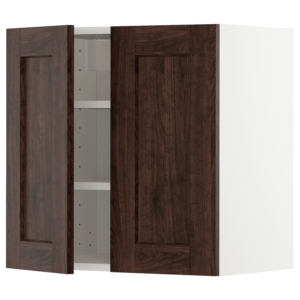 Навесной шкаф с полками/2дверцы, белый/Эдсерум коричневый 60x60 см IKEA METOD МЕТОД 893.020.42 - схема-чертеж с размерами