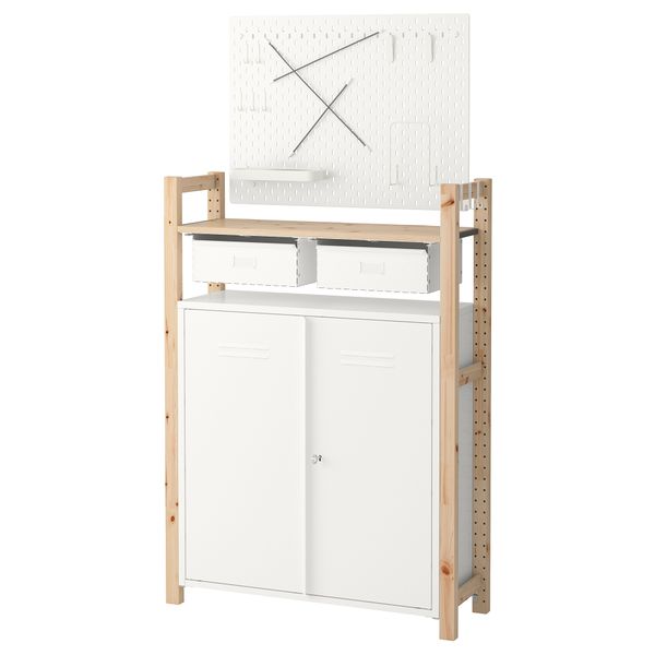 1 секция, полки/шкаф ИВАР, сосна белый (89x30x124 см) - фото 2