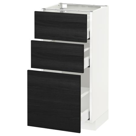 Напольный шкаф с 3 ящиками МЕТОД / МАКСИМЕРА, белый, Тингсрид черный