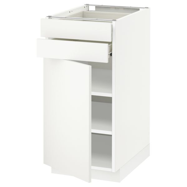 Напольный шкаф с дверцей, 2 ящиками МЕТОД / ФОРВАРА, белый, Хэггеби белый - схема-чертеж с размерами