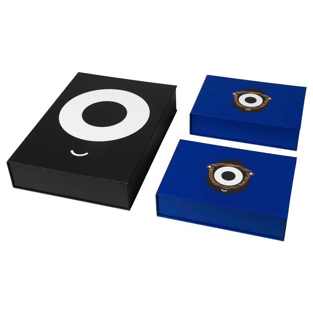 Коробка для документов, 3 шт. ФЁРНИАД, черный, синий - фото 1