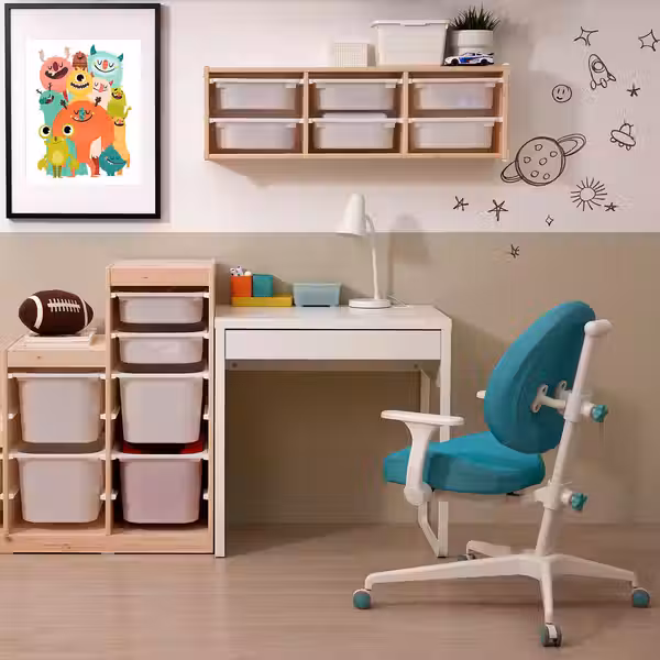 MICKE / GUNRIK ГУНРИК Письменный стол и стул - белый/бирюзовый - фото 2