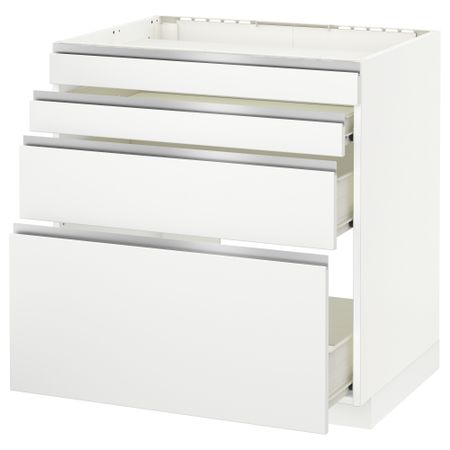 Напольный шкаф для духовки, 4фасада, 3 ящика МЕТОД / ФОРВАРА, белый, Нодста белый