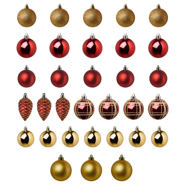 Набор елочных шаров, 32 шт. ВИНТЕР 2018, красный, золотой - схема-чертеж с размерами