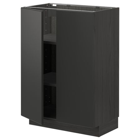 Напольный шкаф с полками, 2 дверцами, 60x37 см, черный, Kungsbacka антрацит IKEA METOD МЕТОД 094.550.34