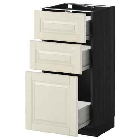 Напольный шкаф с 3 ящиками МЕТОД / ФОРВАРА, черный, Будбин белый с оттенком