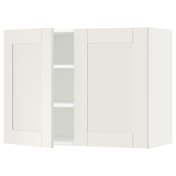 Навесной шкаф с полками, 2 дверцы МЕТОД, белый, Сэведаль белый - схема-чертеж с размерами