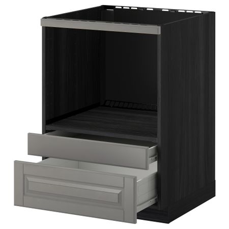 Напольный шкаф для комбинирования СВЧ, ящики МЕТОД / ФОРВАРА, черный, Будбин серый (60x60 см)