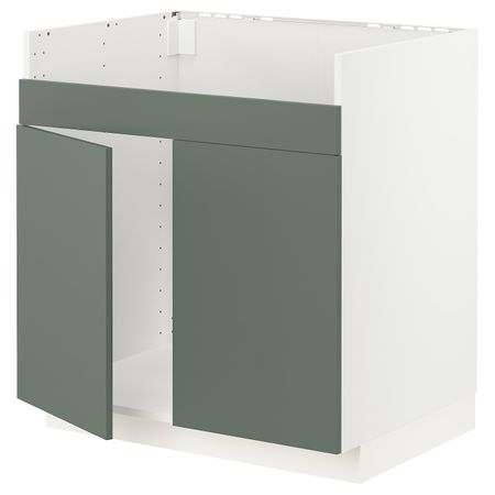 Шкаф для двойной мойки ХАВСЕН, белый/Бодарп серо-зеленый 80x60 см IKEA METOD МЕТОД 294.462.89