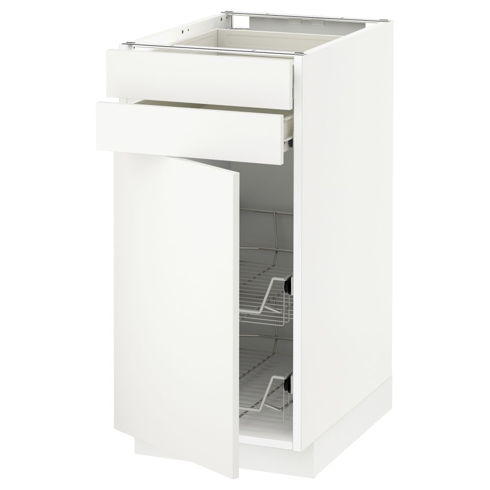 Напольный шкаф, дверца, 2 ящика, проволочных корзин МЕТОД / ФОРВАРА, белый, Хэггеби белый - схема-чертеж с размерами