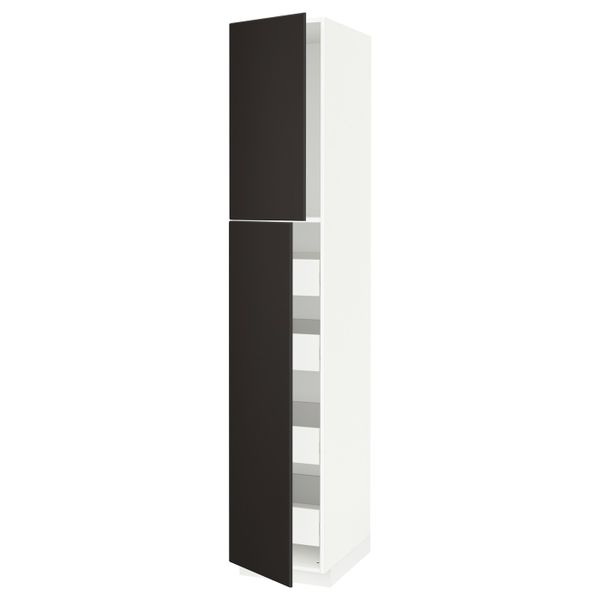 Высокий шкаф/2дверцы/4ящика, белый/Кунгсбакка антрацит 40x60x220 см IKEA МЕТОД / ФОРВАРА 293.659.52 - схема-чертеж с размерами
