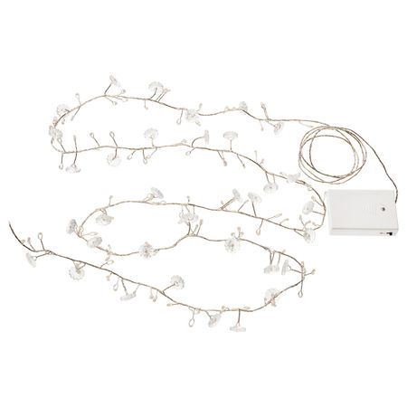 Светодиодная гирлянда, 140 лампочек, с батарейным питанием цветок/прозрачный IKEA STRÅLA СТРОЛА 705.031.25