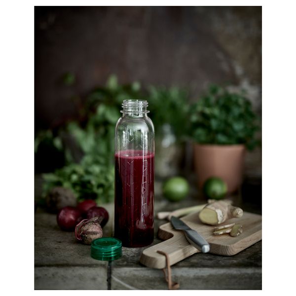 Бутылка для воды БЕХОЛЛАРЕ, прозрачный, зеленый (0.6 л) - схема-чертеж с размерами