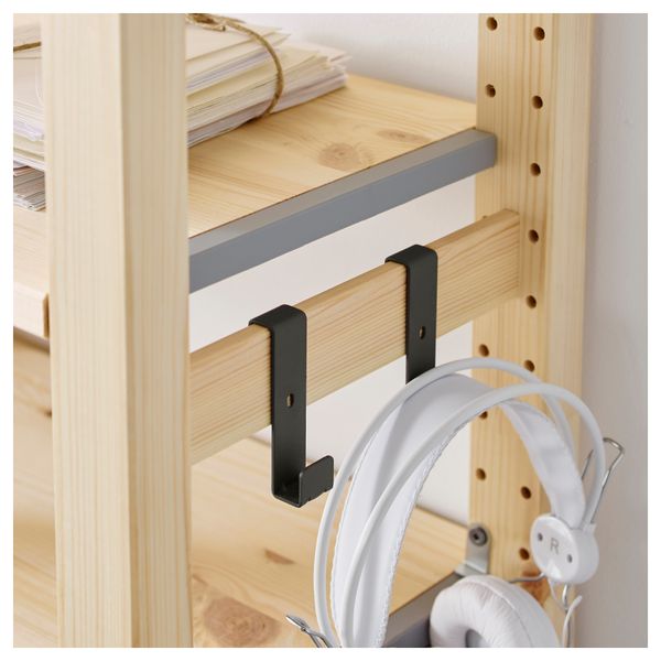 2 секции, полки/шкаф ИВАР, сосна, серый (134x30x179 см) - схема-чертеж с размерами