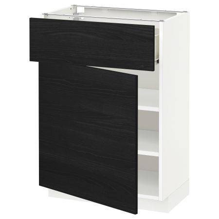 Напольный шкаф с ящиком, дверью МЕТОД / ФОРВАРА, белый, Тингсрид черный