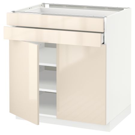 Напольный шкаф, 2 дверцы, 2 ящика МЕТОД / МАКСИМЕРА, белый, Рингульт кремовый