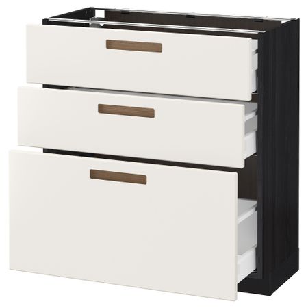 Напольный шкаф с 3 ящиками МЕТОД / МАКСИМЕРА, черный, Мэрста белый