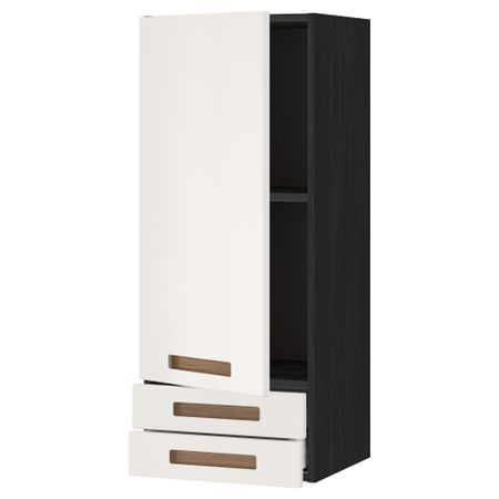 Навесной шкаф с дверцей, 2 ящика МЕТОД / МАКСИМЕРА, черный, Мэрста белый