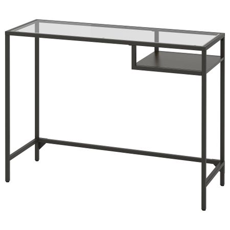 Стол для ноутбука, черно-коричневый, стекло, 100x36 см IKEA VITTSJÖ ВИТШЁ 802.213.52