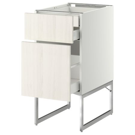 Напольный шкаф 2 фронтальных панели, 2 нижних,1 встроенный ящик МЕТОД / МАКСИМЕРА, белый, Росдаль белый