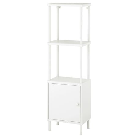 Стеллаж с 1 шкафчиком ДИНАМ, белый (40x27x134 см)