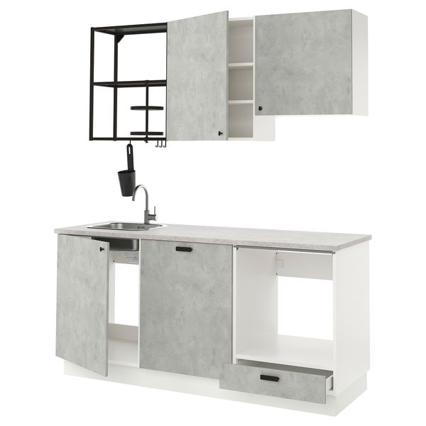 Кухня, 183x63.5x222 см, антрацит, под бетон IKEA BEGIVENHET БЕГИВЕНХЕТ 993.373.76 - фото 1