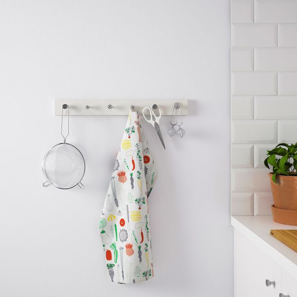 Вешалка с 6 крючками, белый/цвет нержавеющей стали IKEA LURT ЛУРТ / BAGGANÄS БАГГАНЭС 892.372.83 - схема-чертеж с размерами