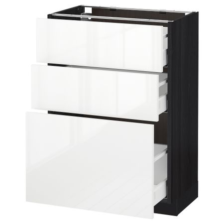 Напольный шкаф с 3 ящиками МЕТОД / МАКСИМЕРА, черный, Рингульт белый