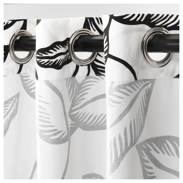 Гардины, 1 пара АВСИКТЛИГ, белый, черный (145x300 см) - схема-чертеж с размерами