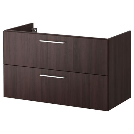 Шкаф для раковины с 2 ящиками ГОДМОРГОН, черно-коричневый черно-коричневый