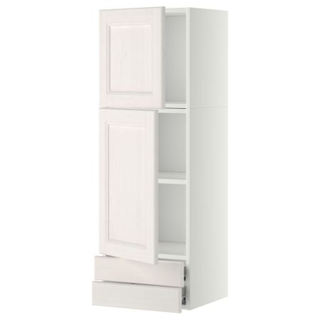 Навесной шкаф, 2 дверцы, 2 ящика МЕТОД / ФОРВАРА, белый, Лаксарби белый