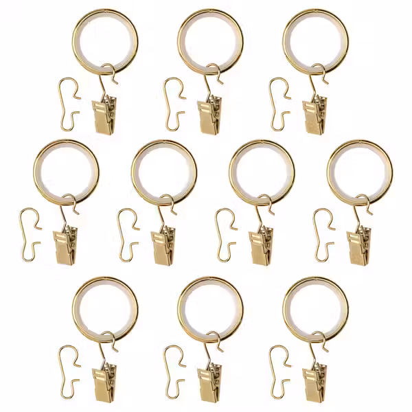 SYRLIG Гардин кольцо с зажимом и крючком - желтая медь 25 мм - схема-чертеж с размерами