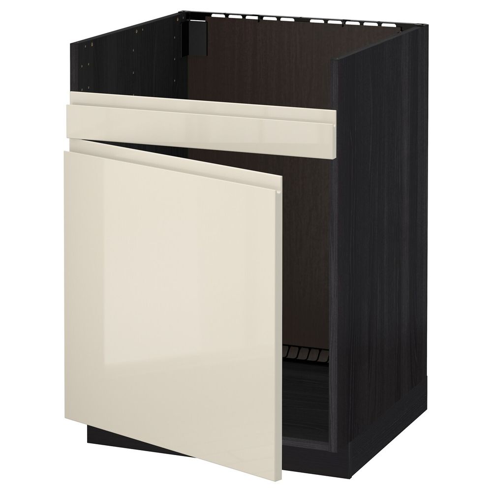 Напольный шкаф для мойки ХАВСЕН, черный, Воксторп глянцевый светло-бежевый 60x60 см IKEA МЕТОД 692.801.83 - схема-чертеж с размерами