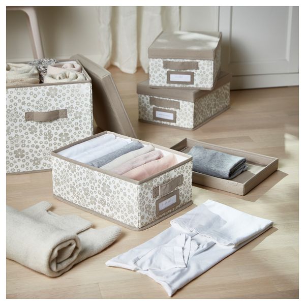 Коробка с крышкой, бежевый 25x35x15 см IKEA STORSTABBE СТОРСТАББЕ 304.103.69 - фото 2