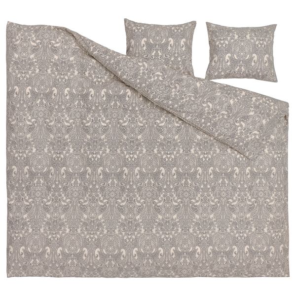 Пододеяльник и 2 наволочки, 200x200, 50x60 см, бежевый, темно-серый IKEA JÄTTEVALLMO ЙЭТТЕВАЛЛМО 705.005.65 - схема-чертеж с размерами