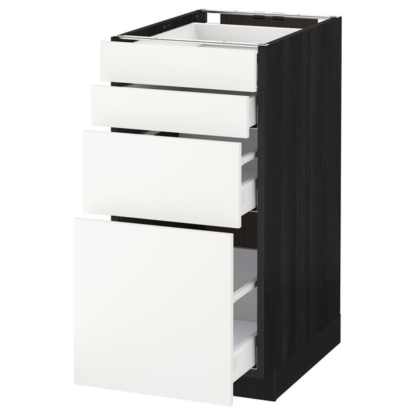 Напольный шкаф 4 фронтальных панели, 4 ящика МЕТОД / МАКСИМЕРА, черный, Хэггеби белый - схема-чертеж с размерами