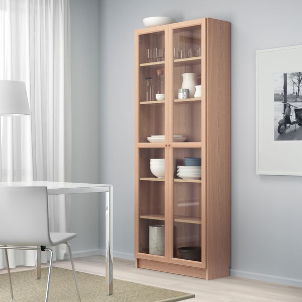 Шкаф книжный со стеклянной дверью, 80x30x202 cm IKEA BILLY БИЛЛИ, OXBERG ОКСБЕРГ 292.499.72 - фото 4