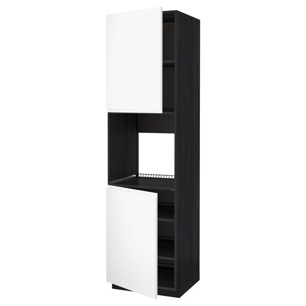 Высокий шкаф для духовки, 2 дверцы, полки МЕТОД, черный, Воксторп белый - схема-чертеж с размерами