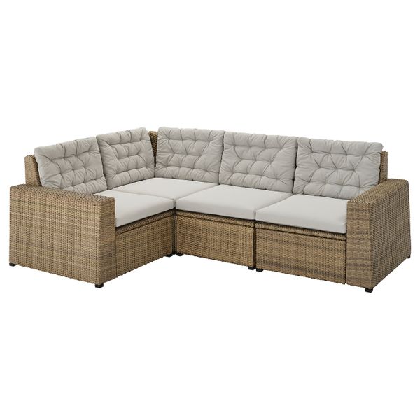 Модульный угловой 3-местный диван, садовый, коричневый/Куддарна серый IKEA SOLLERÖN СОЛЛЕРОН 093.294.89 - фото 1