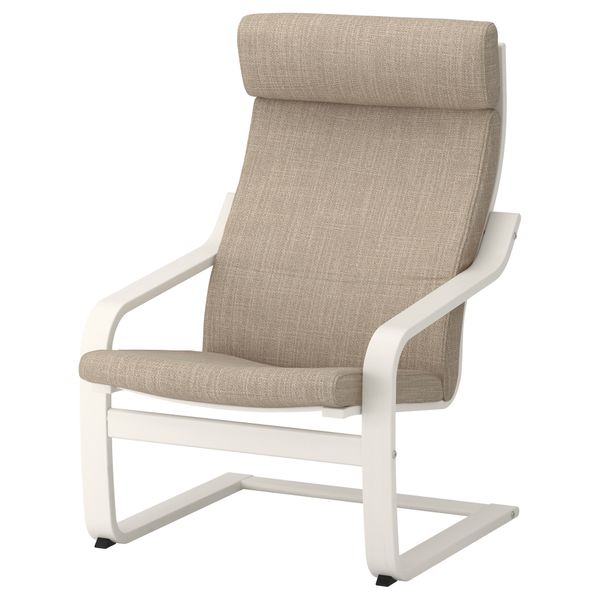 Кресло ПОЭНГ, белый, Хилларед бежевый - фото 1